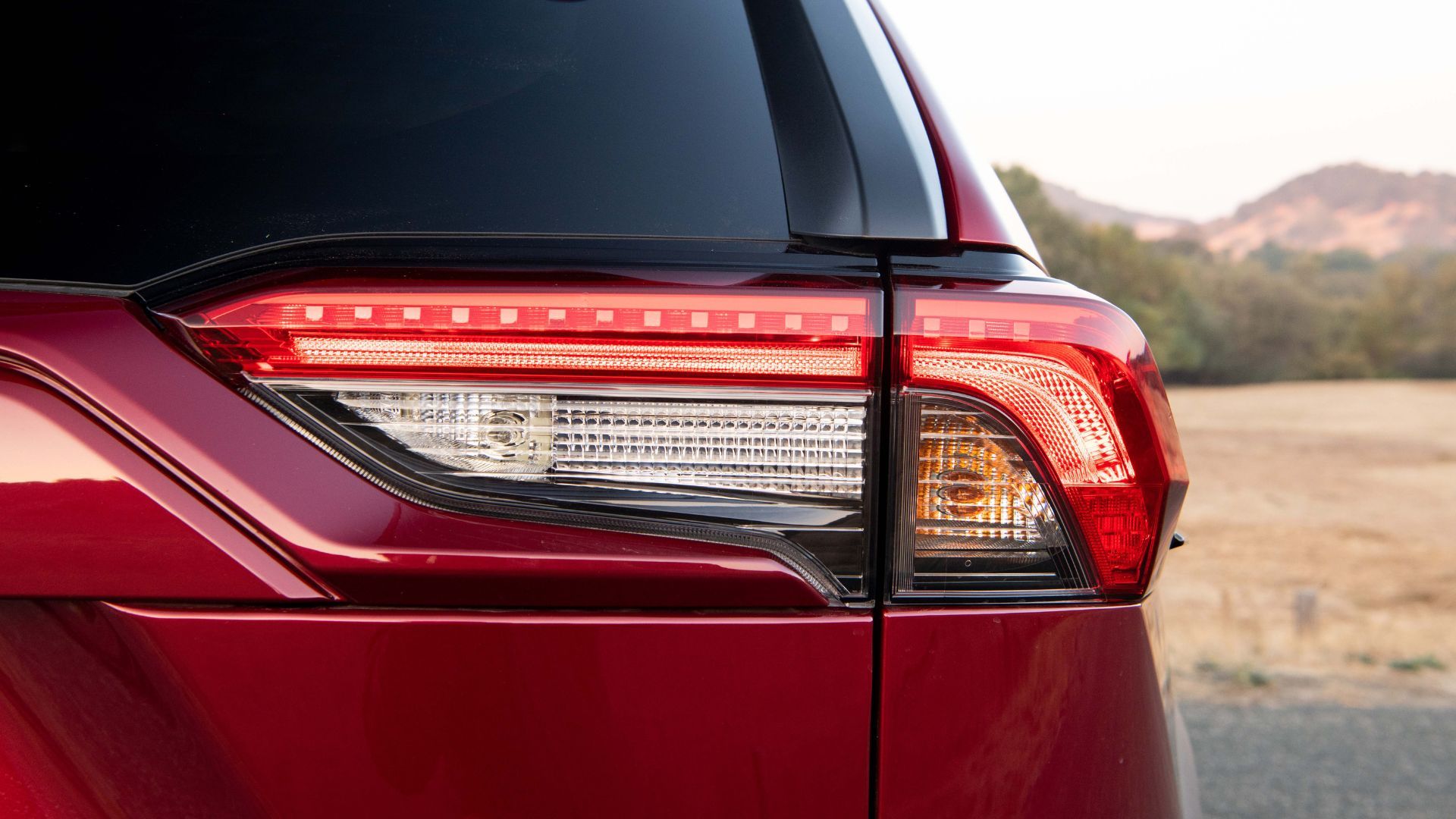 Close up of 2019 Toyota RAV4 rear light.