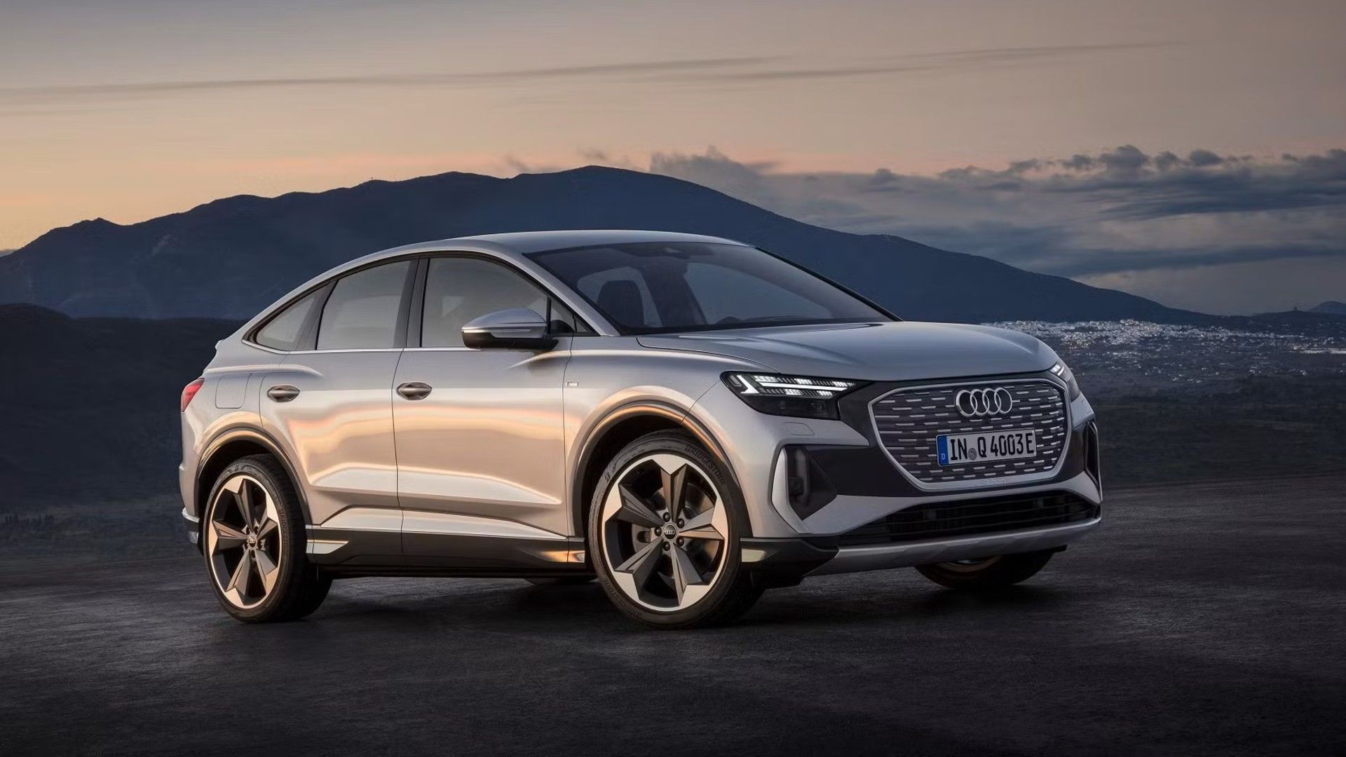 Front quarter view of 2023 Audi e-tron sportback, parked