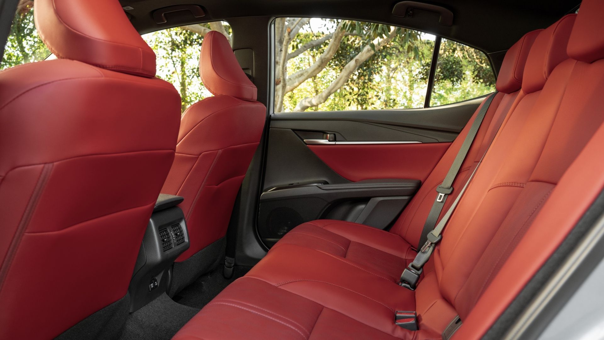 Interior shot of the rear seats in a 2025 Toyota Camry