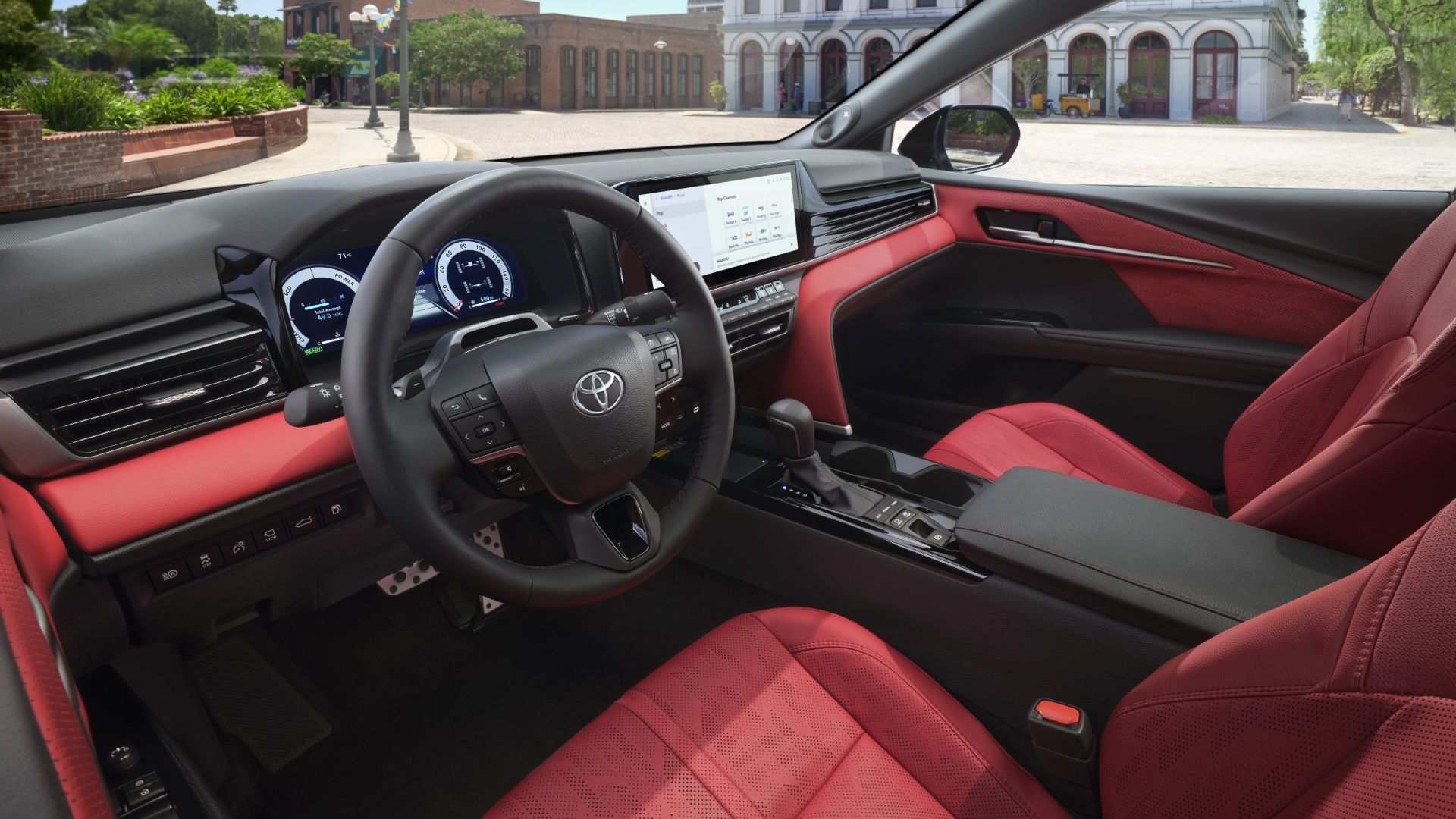 Inteiror shot of the dashboard in a 2025 Toyota Camry XSE