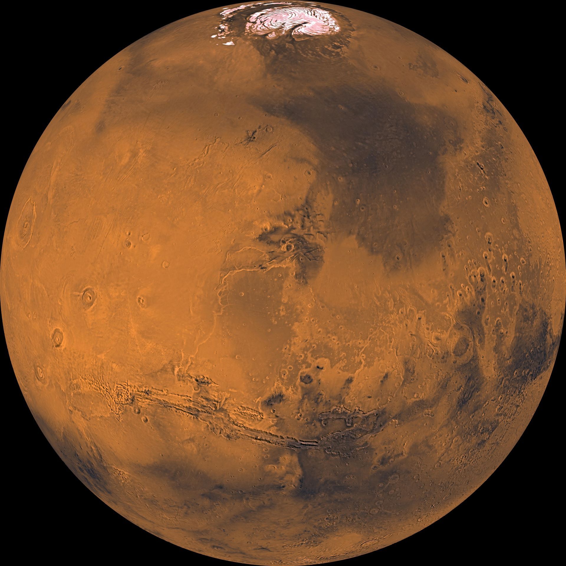 A full color image of Mars, the Red Planet.