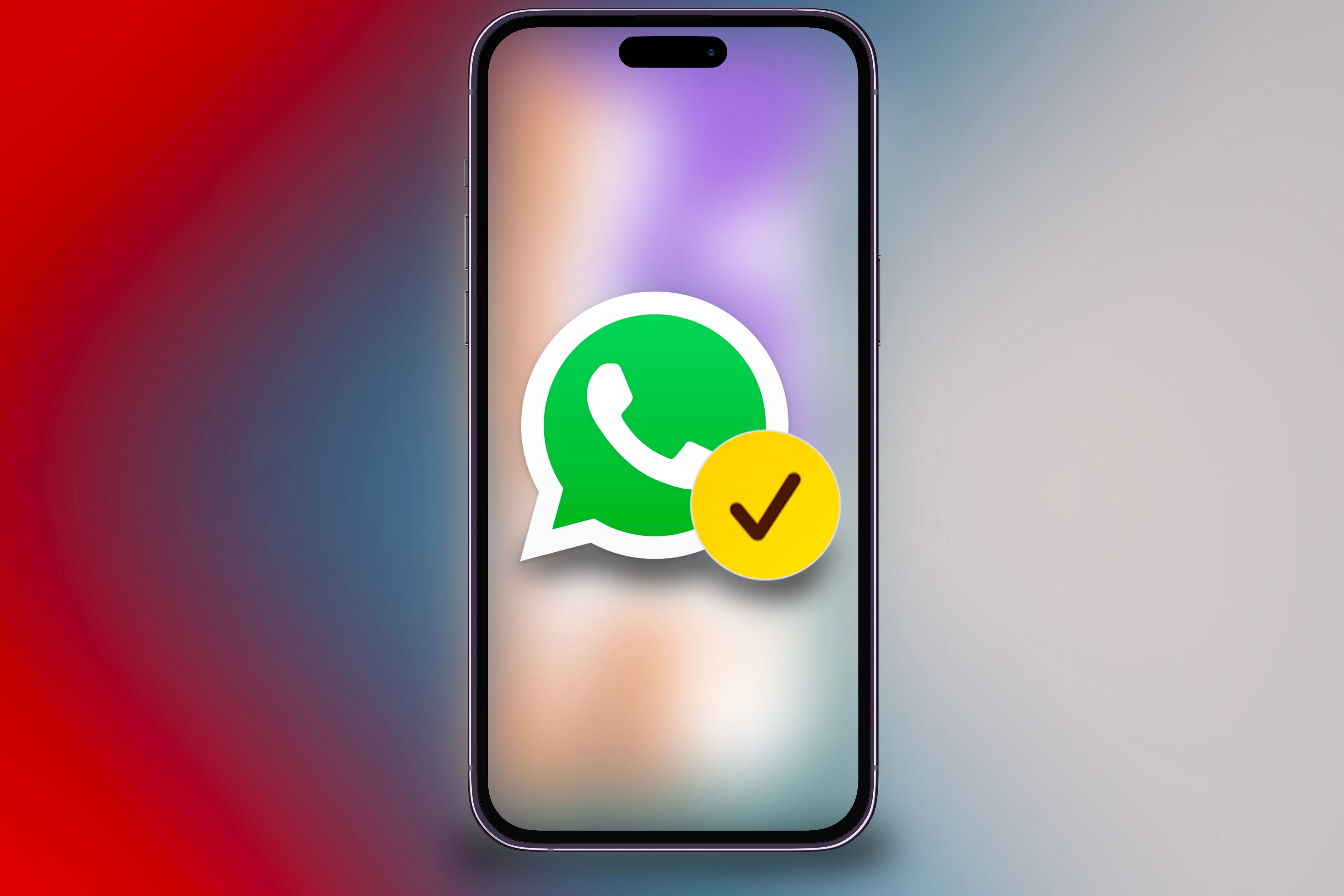 A Check In and WhatsApp icon showcased on an iPhone in front of a colorful background.