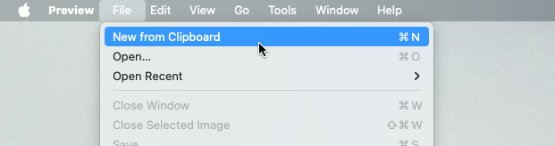 New image in Preview from clipboard
