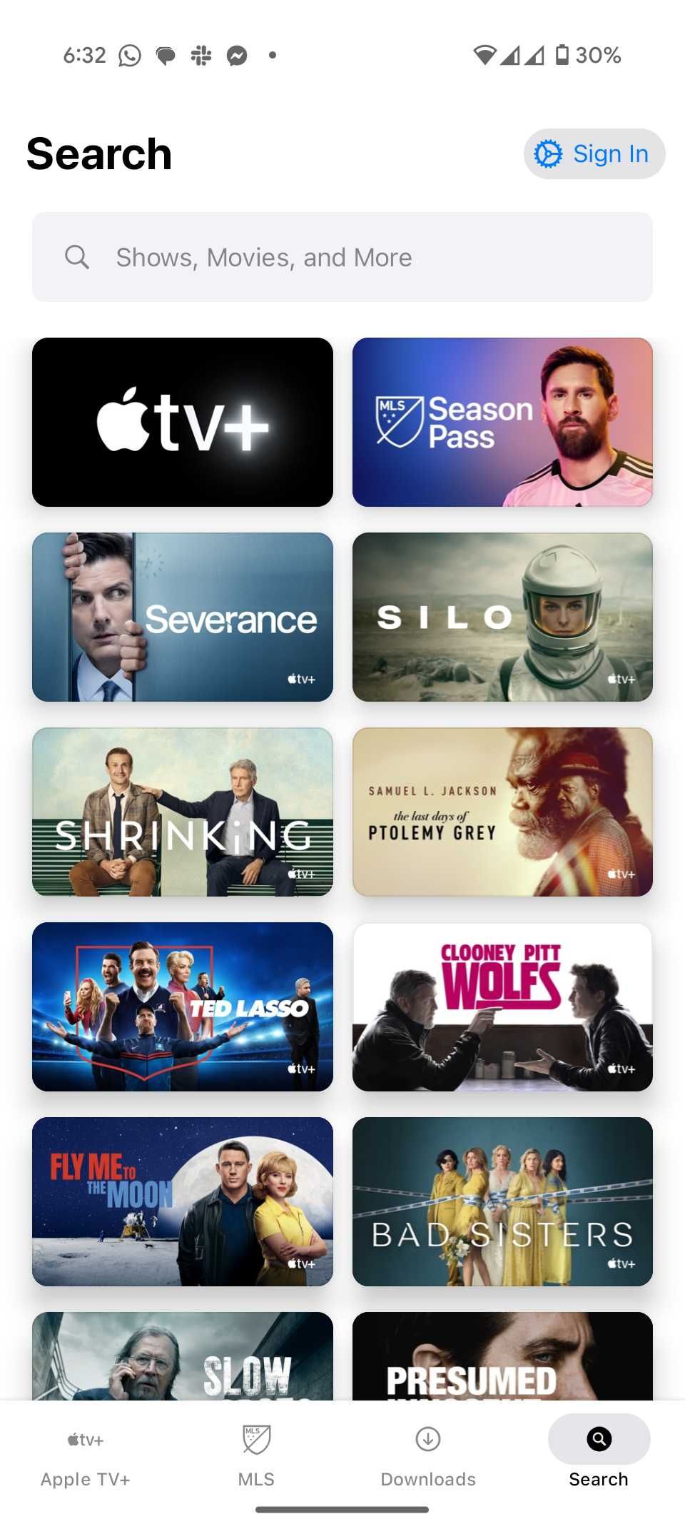 Screenshot of Apple TV+ on Android