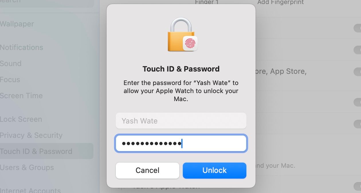 Entering administrator password to enable Auto Unlock on a Mac.