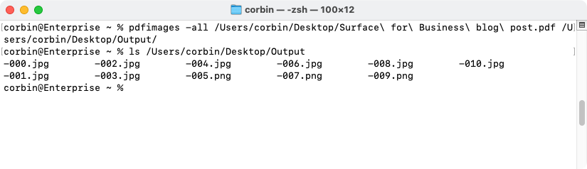 Extracting images from PDF in Mac terminal