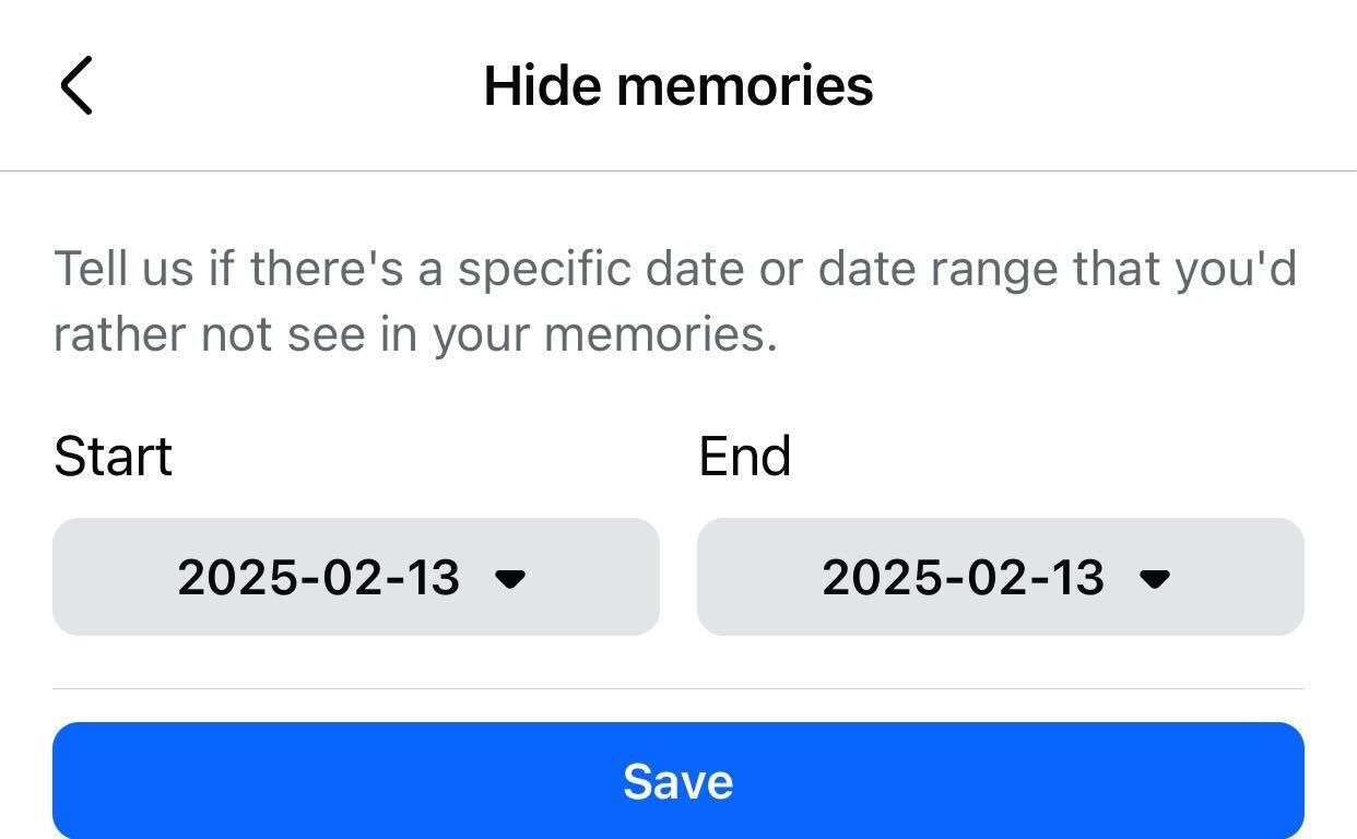 Stopping seeing memories for a certain date on Facebook.