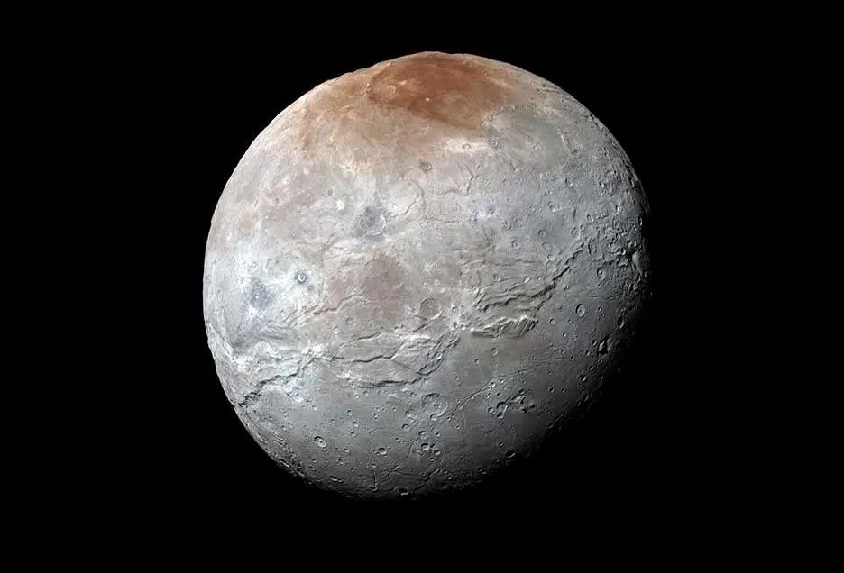 A 3D representation of Charon, Plutos's largest moon. copy