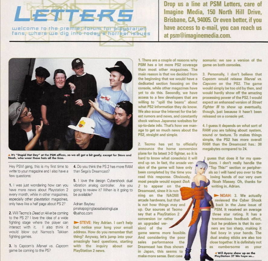 A sample from the PlayStation Magazine letters section.-1