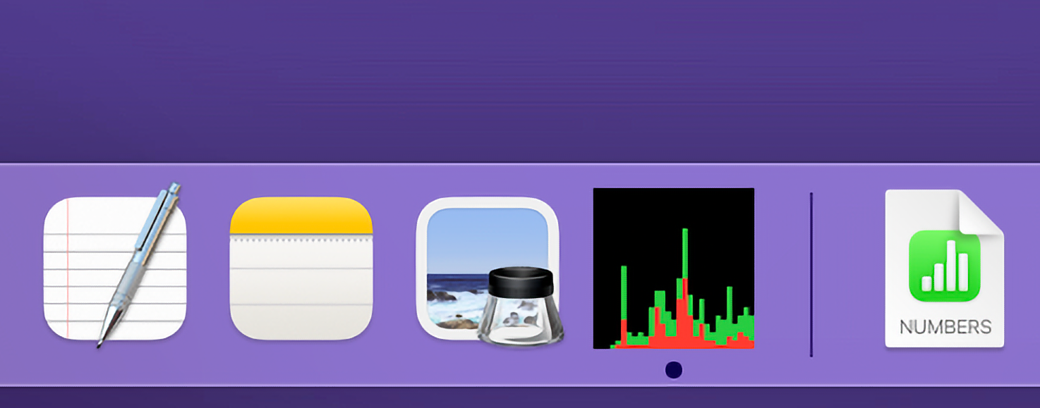 Activity Monitor running in the Dock.