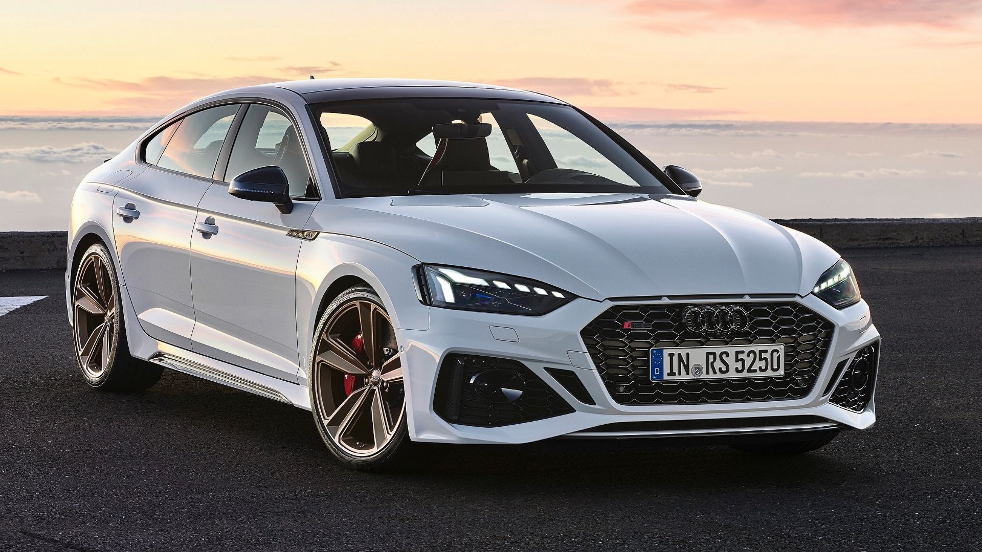 Front 3/4 shot of a 2020 Audi RS5 Sportback