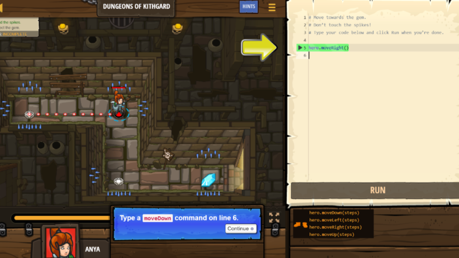 CodeCombat gameplay being shown in an interactive platform.