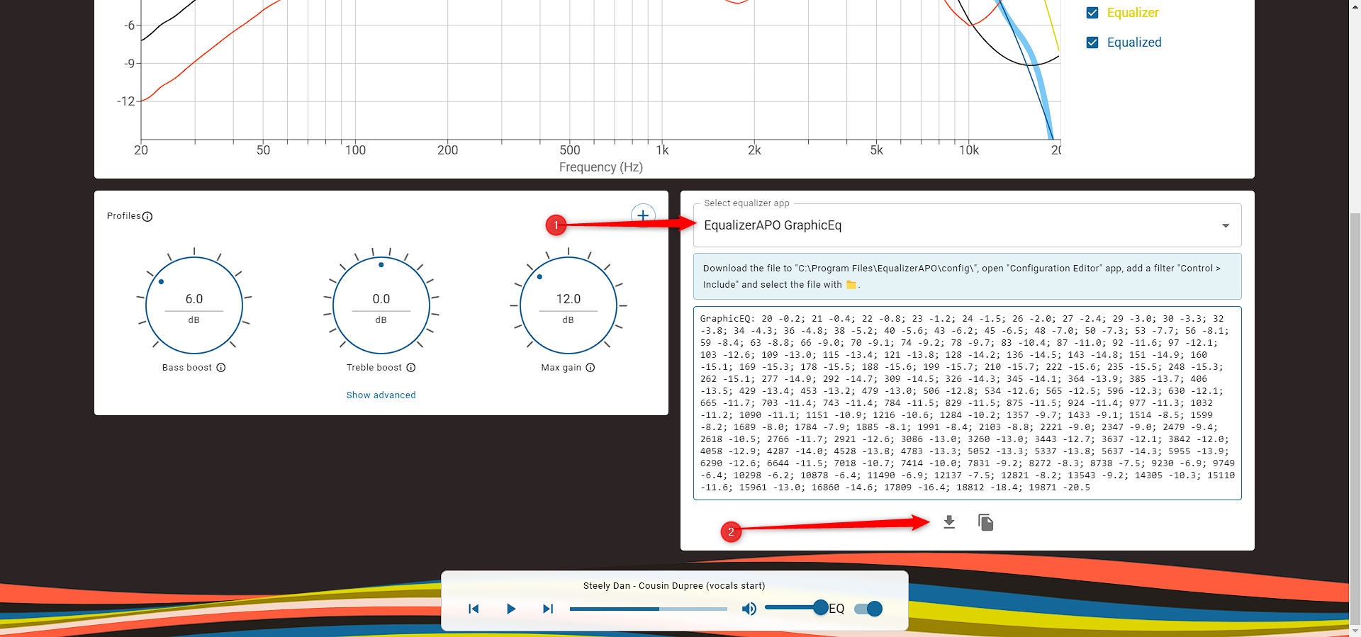 Downloading an equalizer through AutoEq.