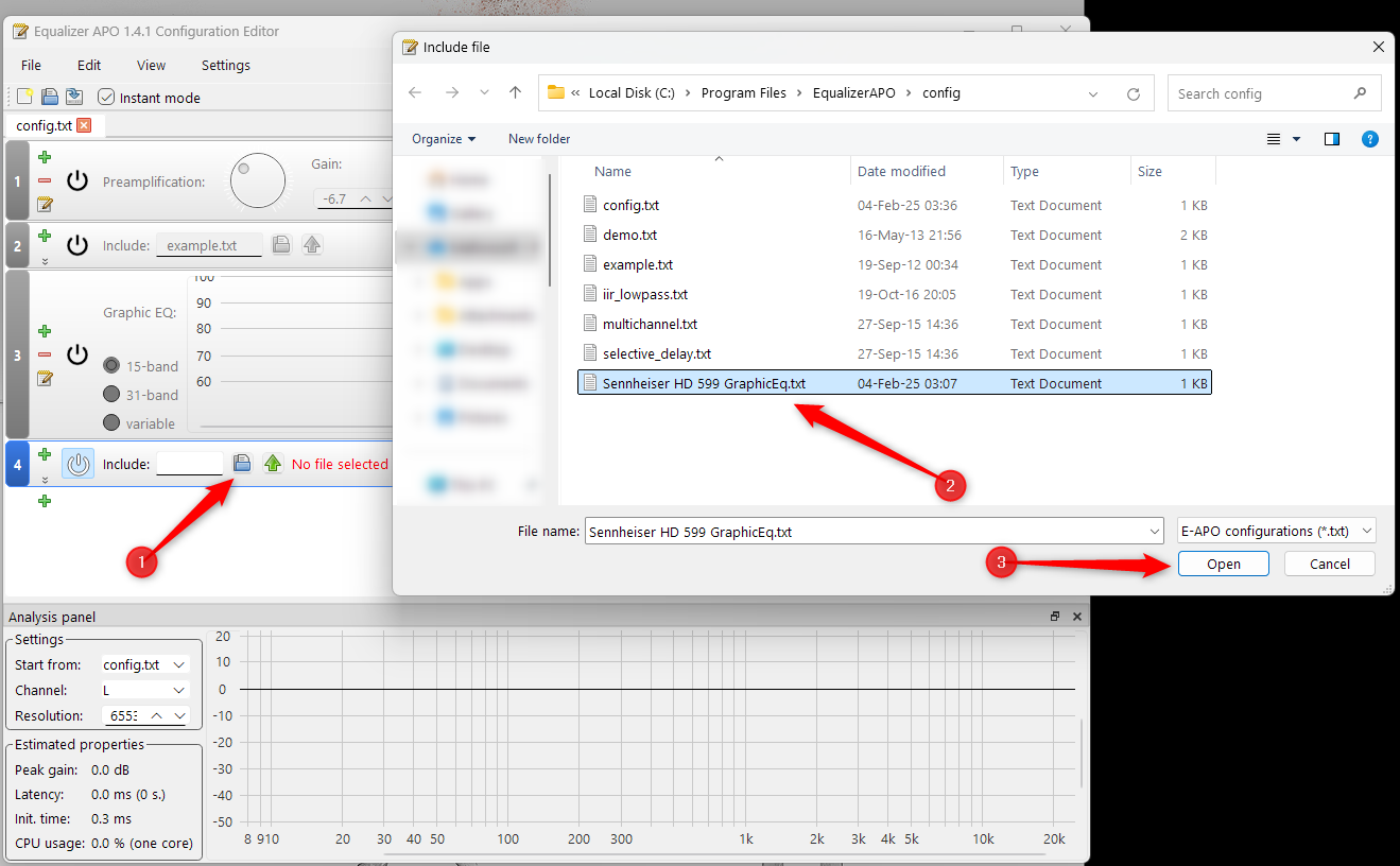 Adding a new EQ in the Equalizer APO Configuration Editor.