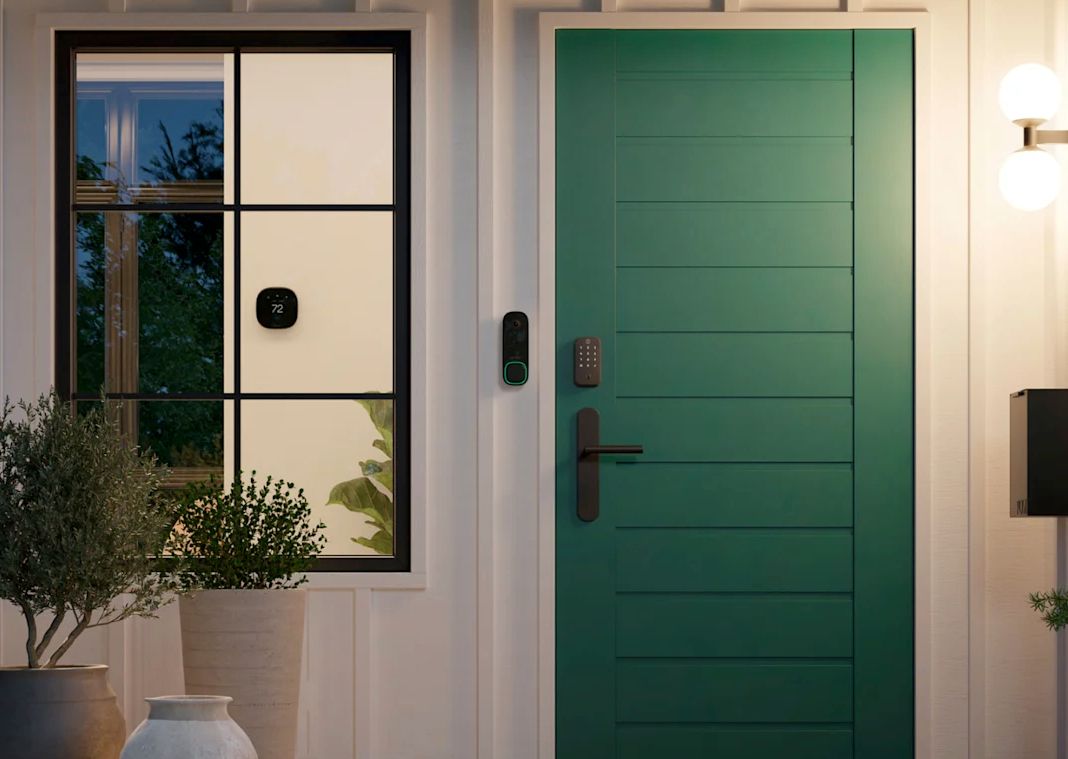 The Ecobee video doorbell and yale lock.