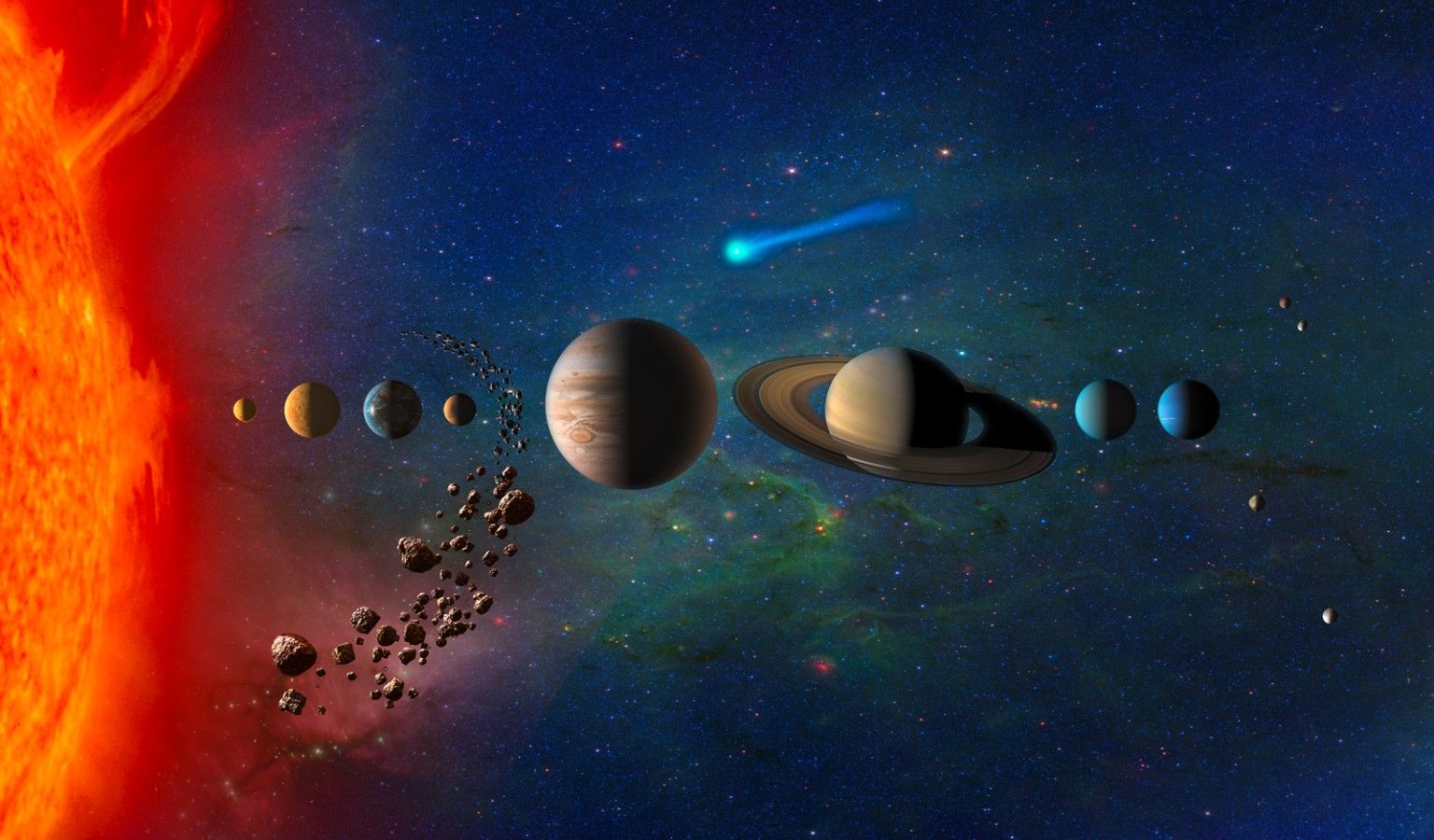 An artist's concept of our solar system.