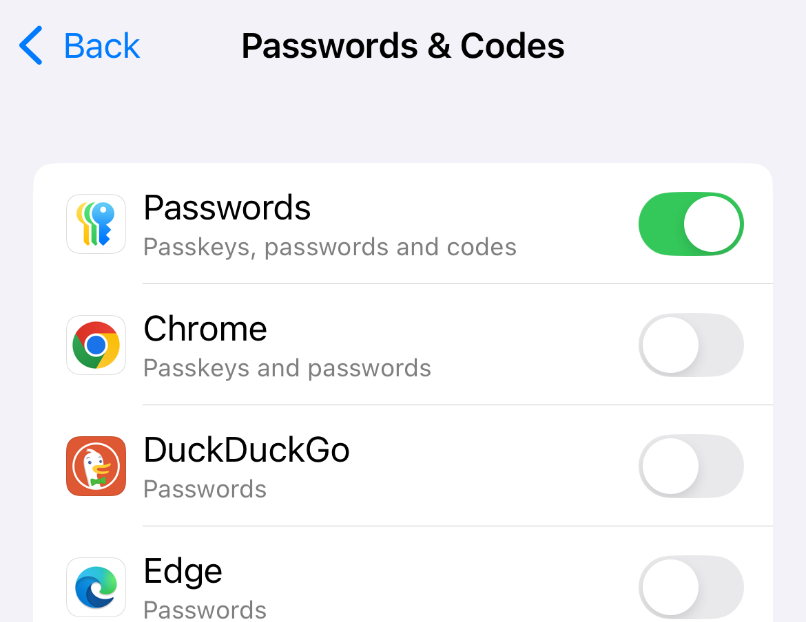 Enable autofill from browsers and other password managers on iPhone.