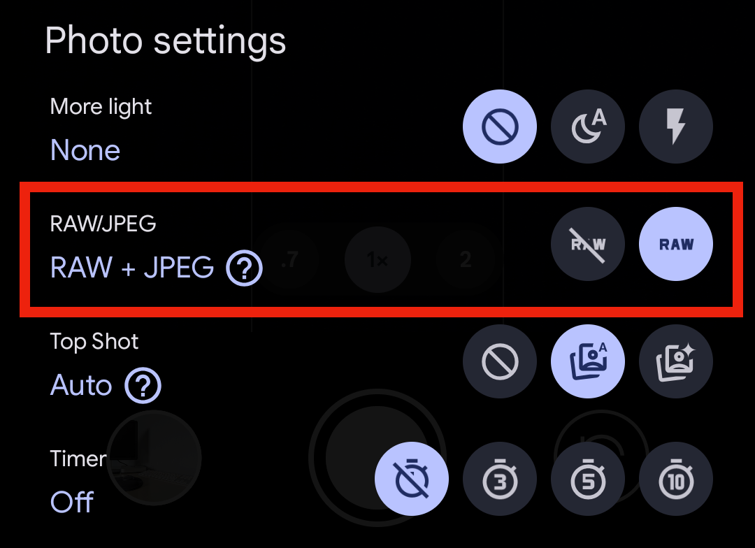 Enable RAW shooting in Pixel Camera.