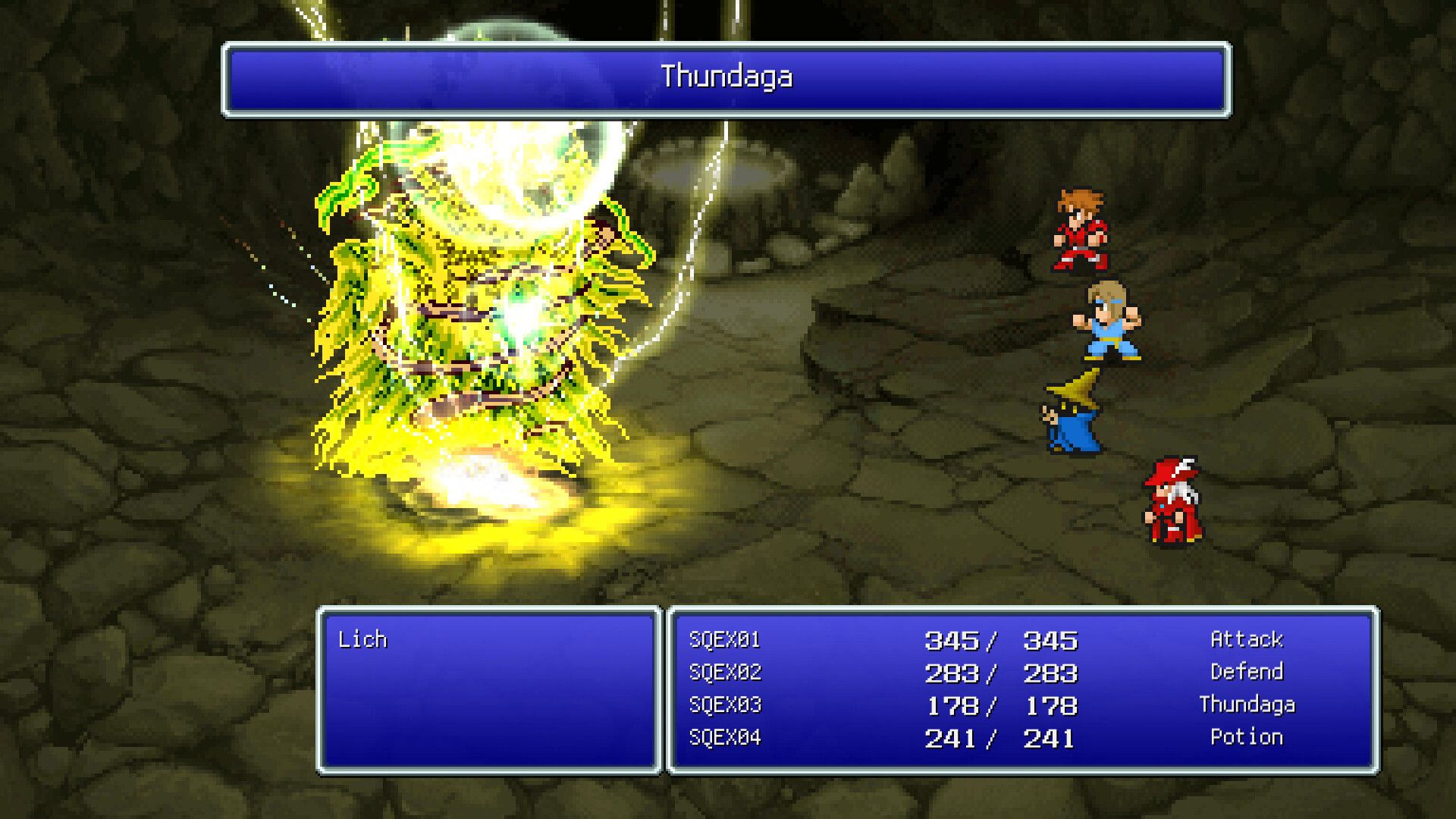 Turn-based combat in Final Fantasy.