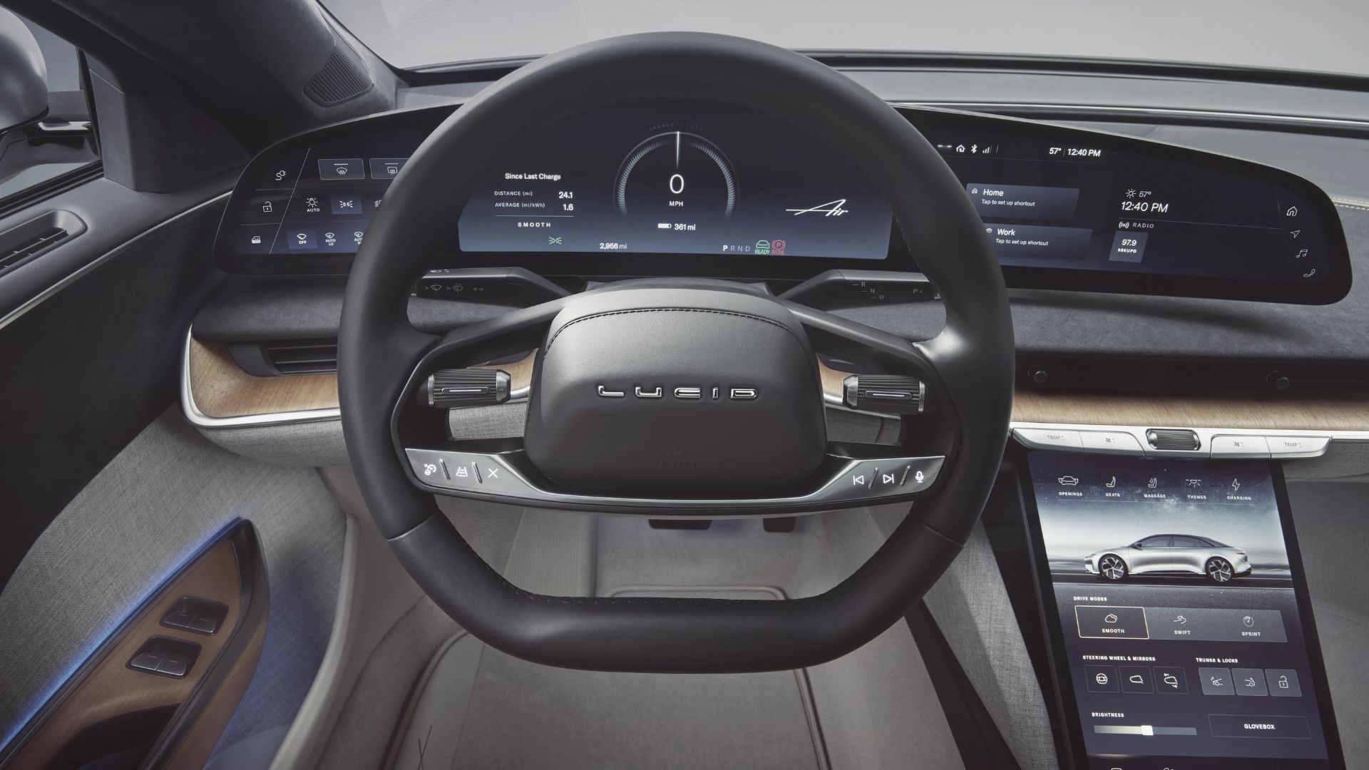 Close up of Lucid Air Grand dashboard.