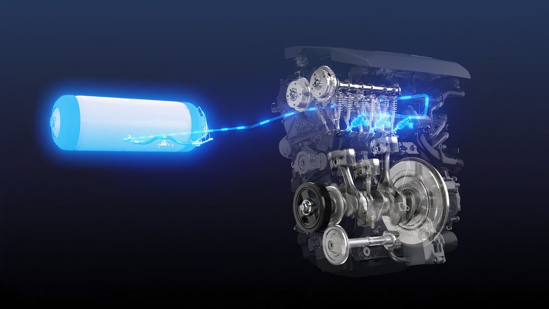 A graphic depicting the inner workings of Toyota's Hydrogen Engine