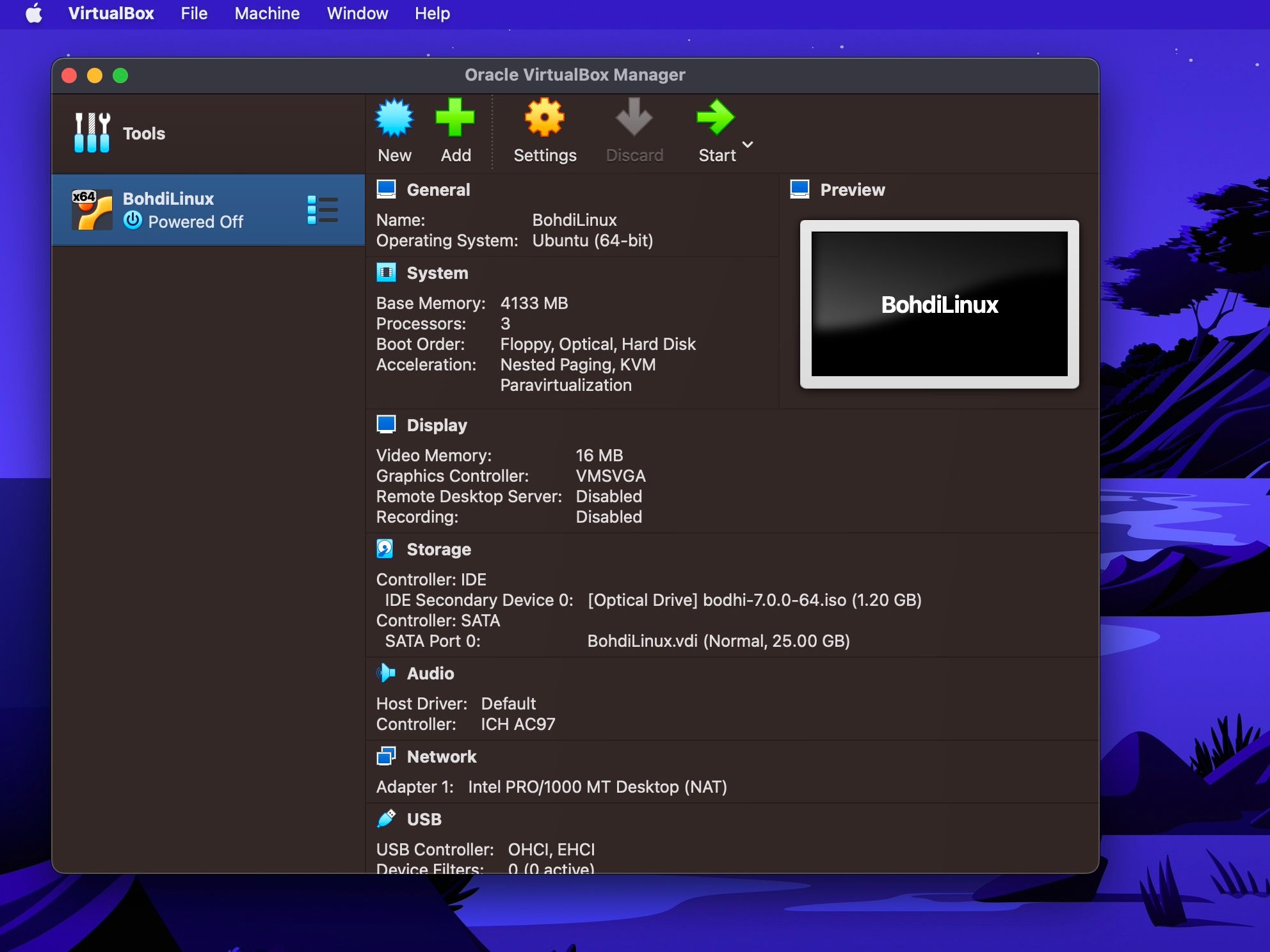 Virtualbox Manager With Bodhi Linux