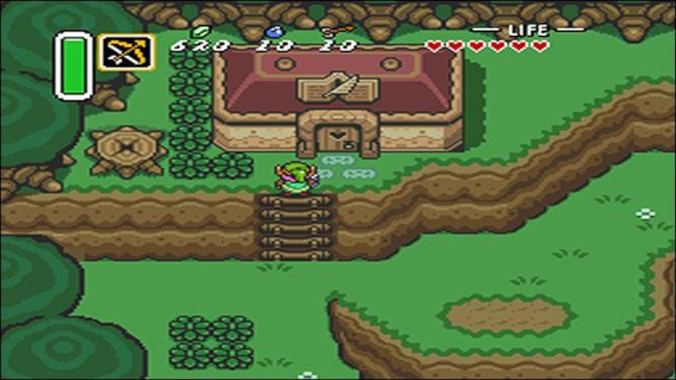 The Legend of Zelda: A Link to the Past gameplay stretched to fit a widescreen display.