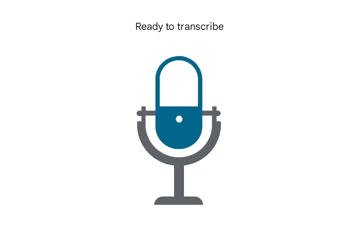 The 'Live Transcribe' feature opened and ready to use