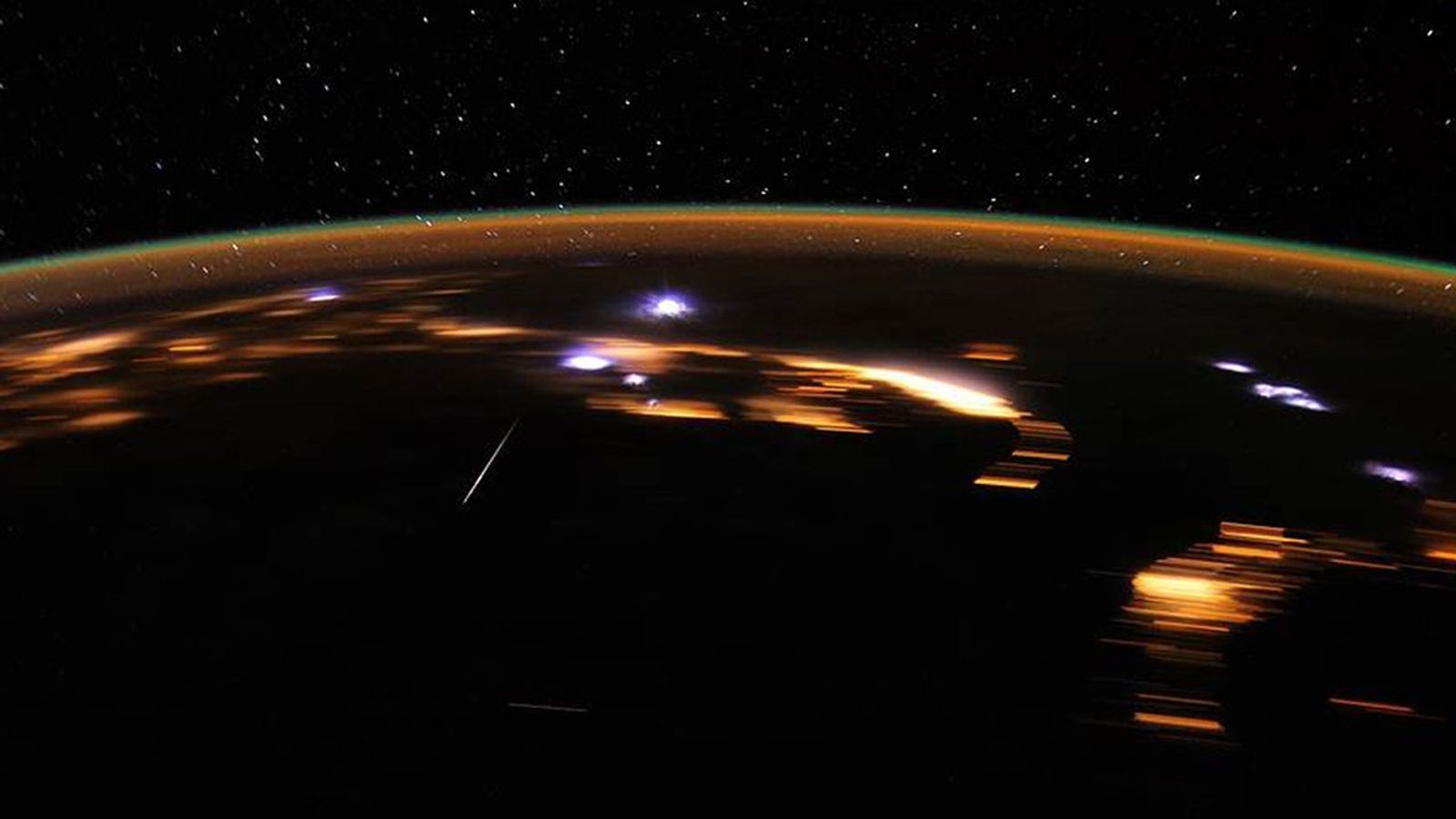 While most cameras were looking up at the 2012 peak of the Lyrid meteor shower, astronaut Don Pettit aboard the International Space Station trained his video camera on Earth below. Footage from that night is now revealing breathtaking images of Earth at night with meteors ablating -or burning up-in the atmosphere. 