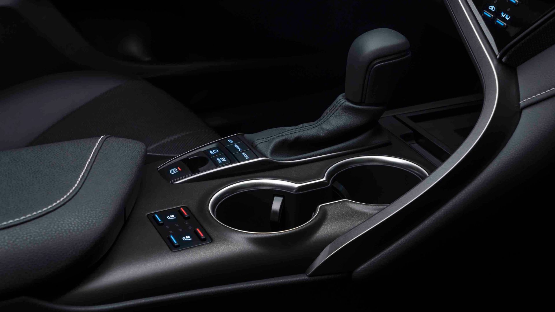 Close up of 2022 Toyota Camry e-CVT gear shifter.