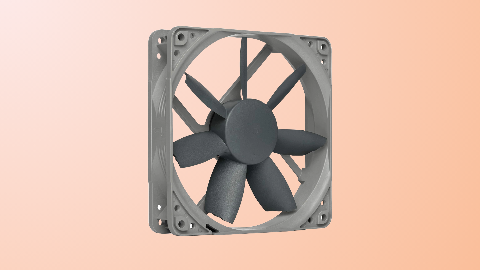 A Noctua NF-S12B redux-1200 PWM PC fan against an orange background. 