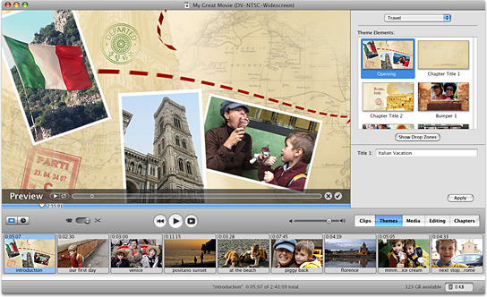 Screenshot of editing a project in iMovie 6