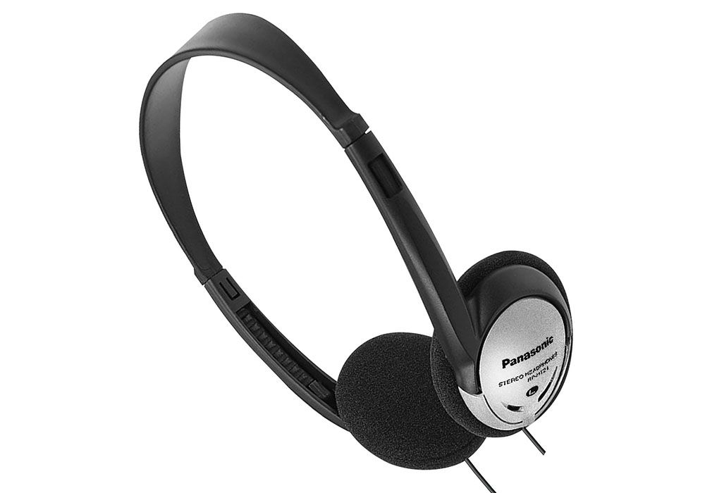 Panasonic XBS lightweight on-ear foam headphones.