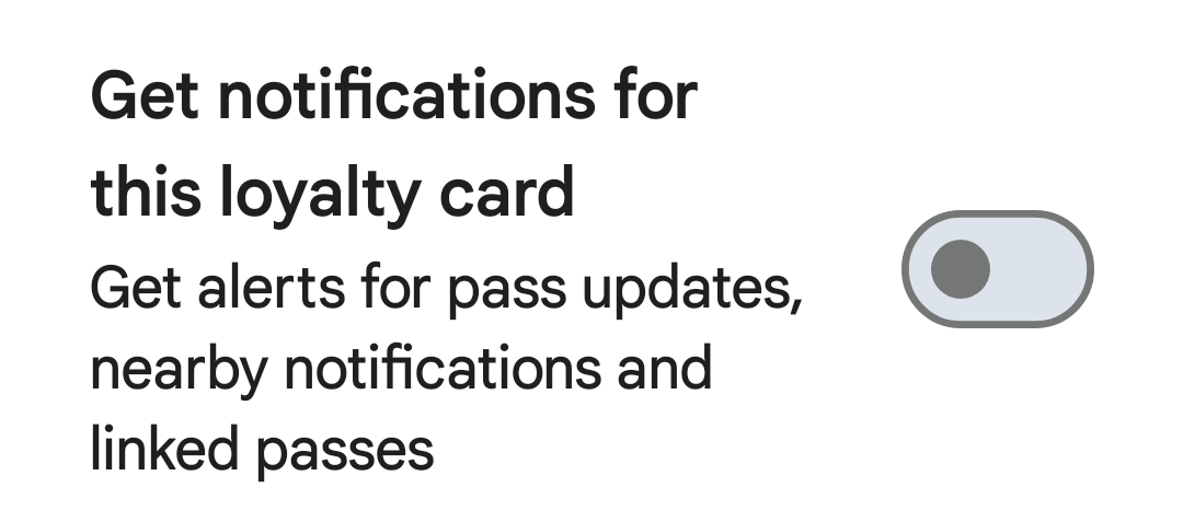 pass or card notifications toggle in google wallet