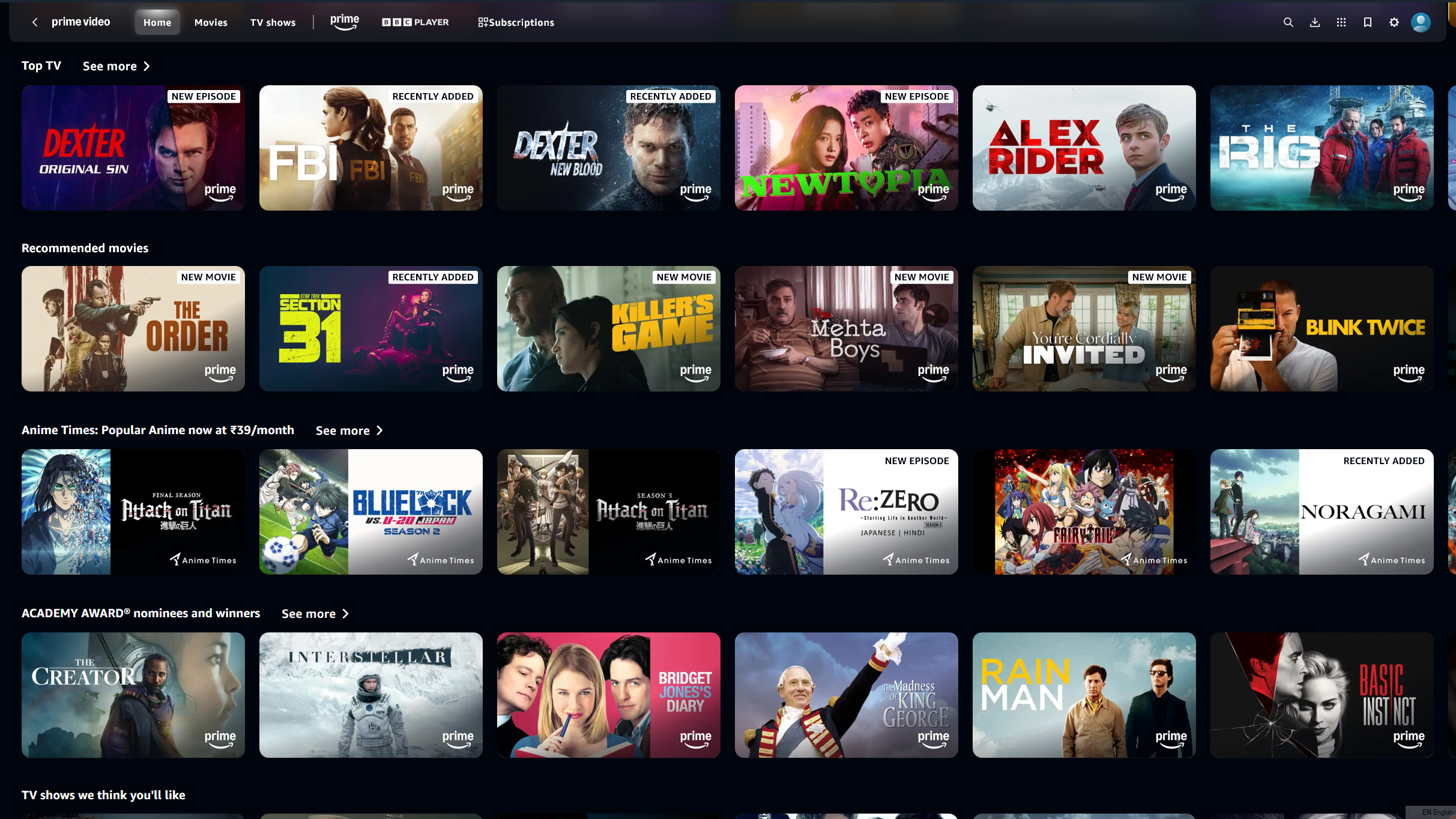 prime video windows app interface