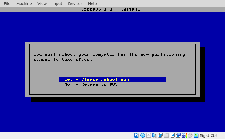 Rebooting FreeDOS.