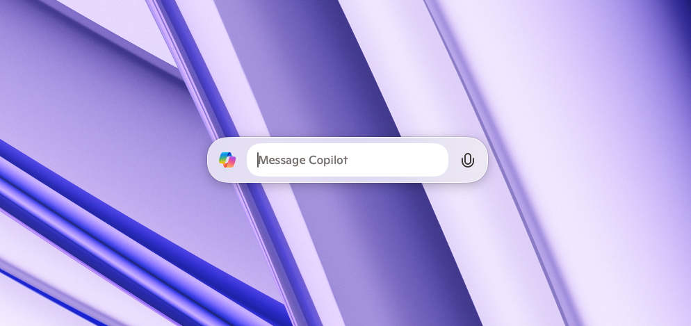 Copilot prompt bar on Mac desktop