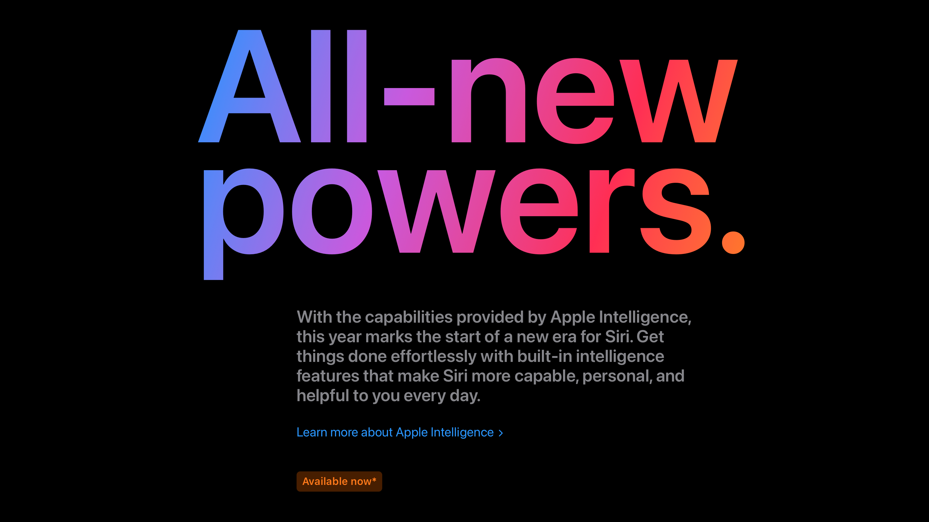 Screenshot of Apple's website citing Siri improvements.