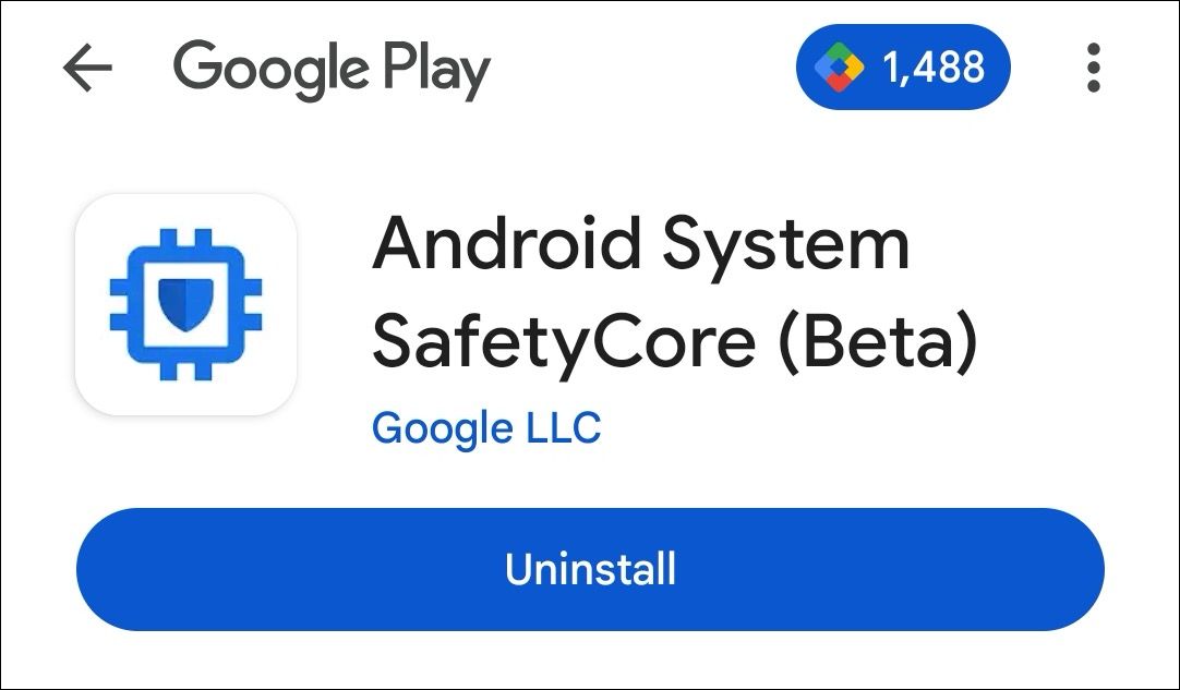 Android System SafetyCore in Play Store.