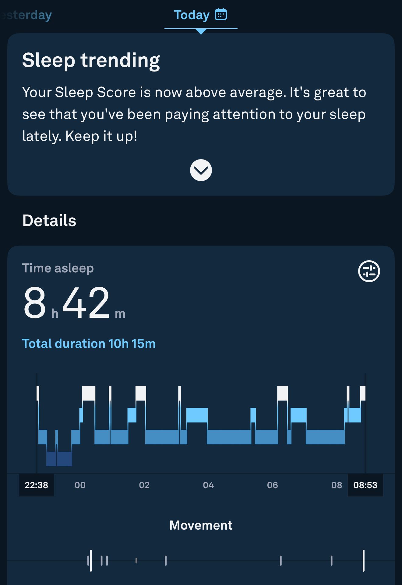 Sleep trend and cycles.