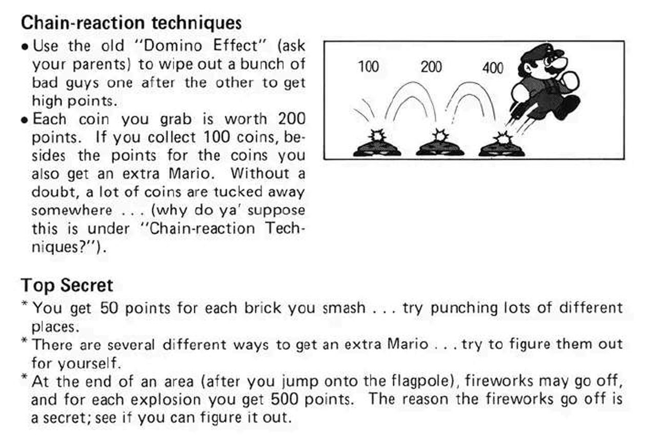 A page from the Super Mario Bros. instruction manual.