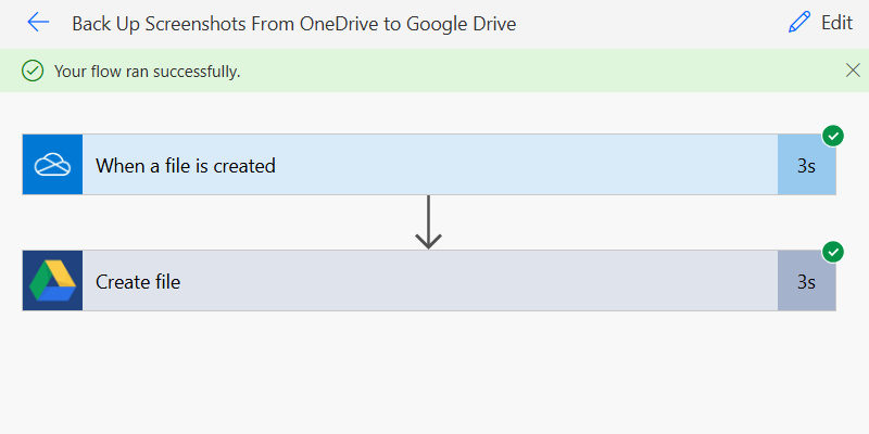 A successful test in Power Automate for web.