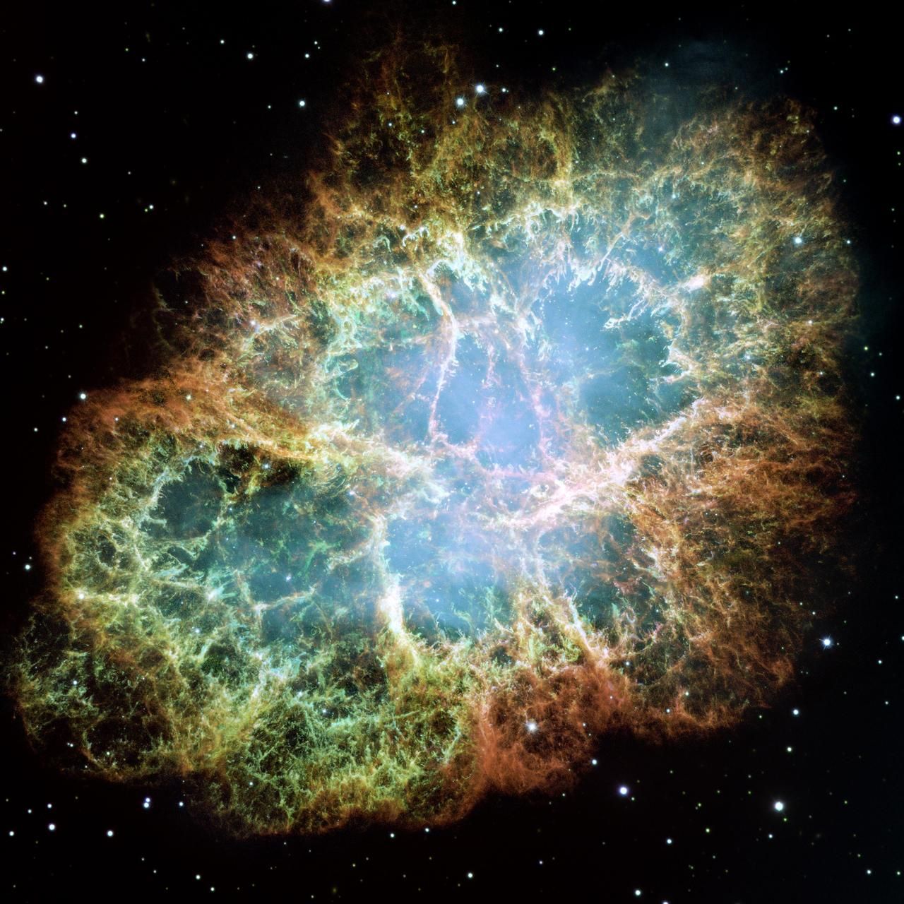 The Crab Nebula, a supernova remnant.