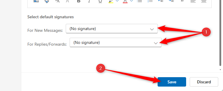 The options in new Outlook to add email signatures to new messages only, or replies and forwards too.