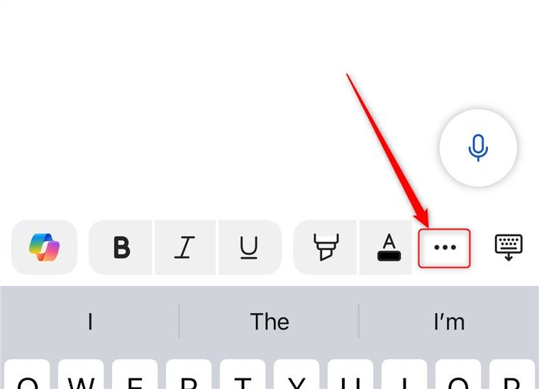 The three-dot menu launcher in the bottom-right corner of the Microsoft Word mobile app.