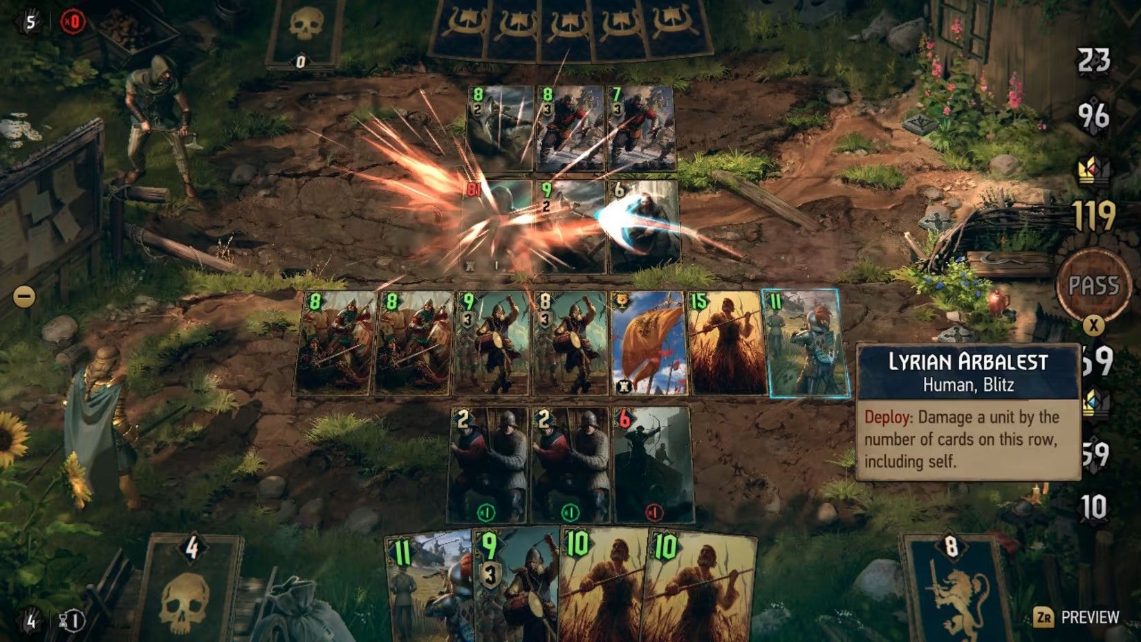 Gameplay screenshot from Thronebreaker: The Witcher Tales.