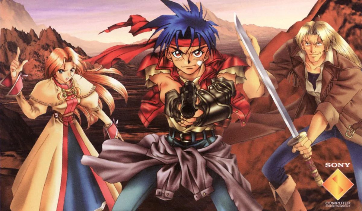 Promo art showing the three main characters from Wild Arms.