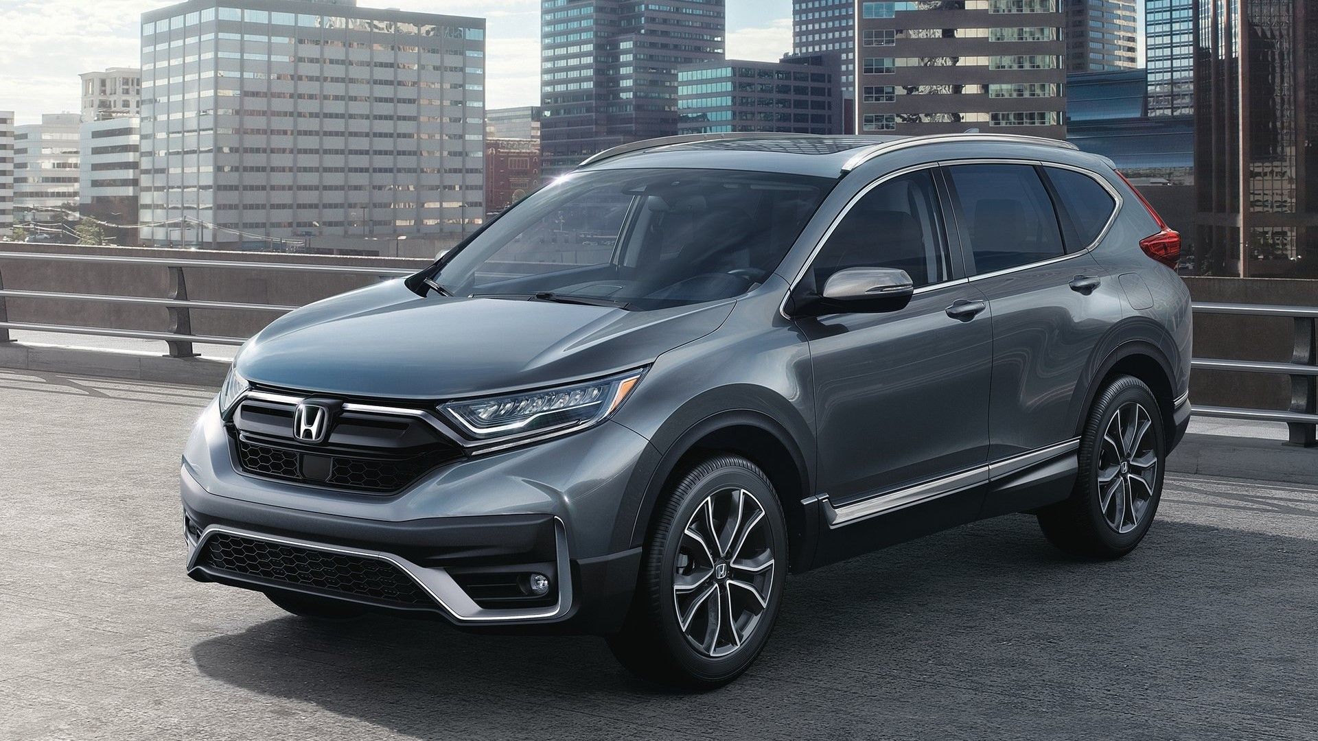 Front 3/4 shot of a 2020 Honda CR-V 