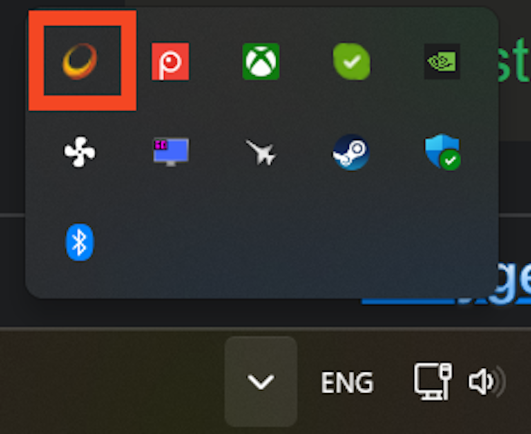 Sunshine icon in the Windows system tray. 