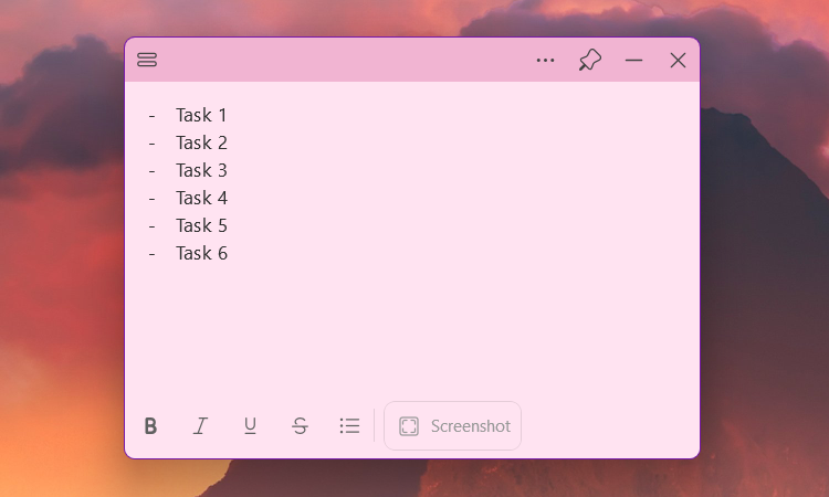 Make a list of tasks in adhesive notes on Windows 11.